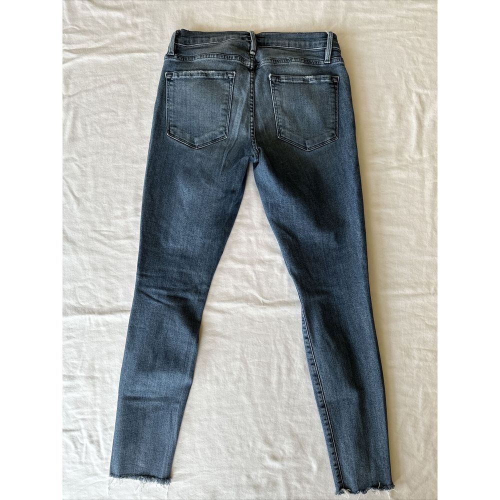 FRAME Women's Le Skinny De Jeanne Dark Wash Jeans Size 27 Distressed Stretch - Picture 3 of 12